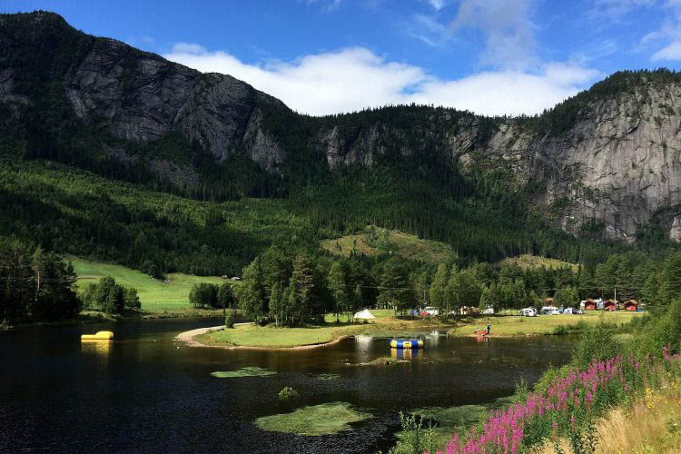 Zeltplatz in gruener Natur